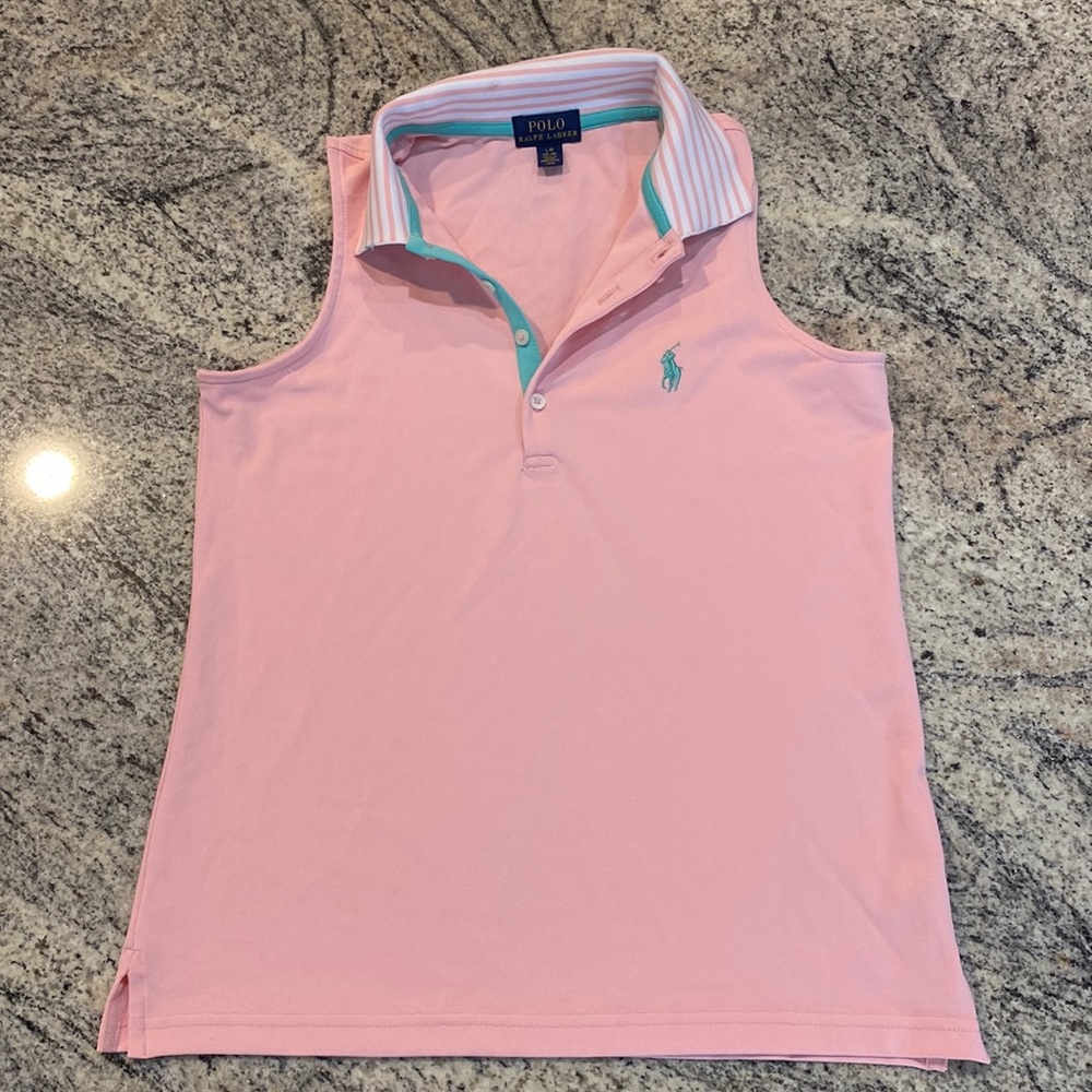Ralph Lauren Girls Pink and Teal Sleeveless Polo